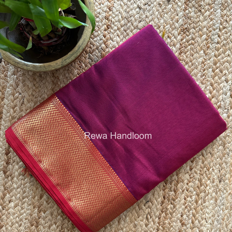 Maheshwari Magenta Shaded Plain Saree ZBPS010