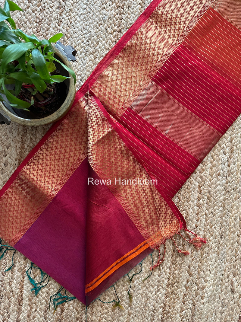 Maheshwari Magenta Shaded Plain Saree ZBPS010
