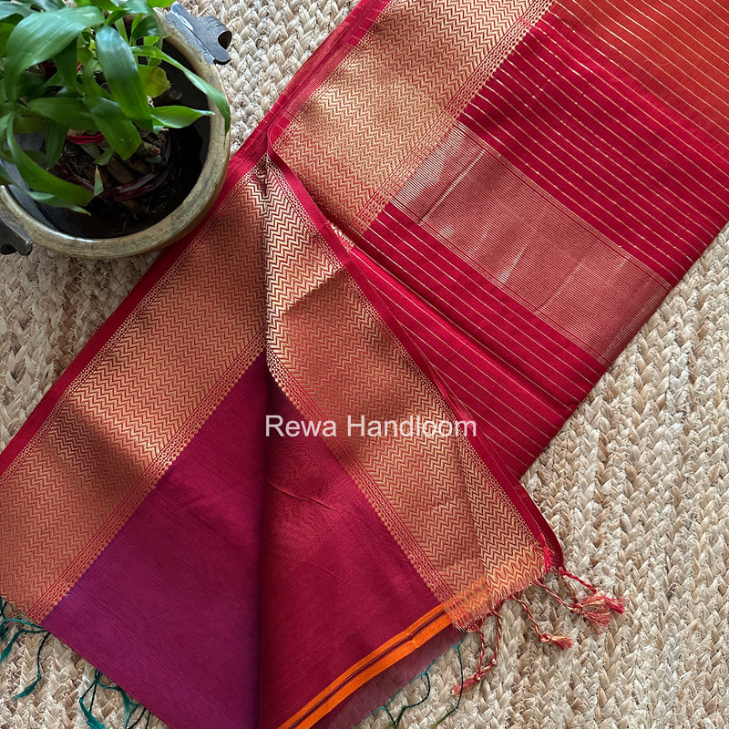 Maheshwari Magenta Shaded Plain Saree ZBPS010