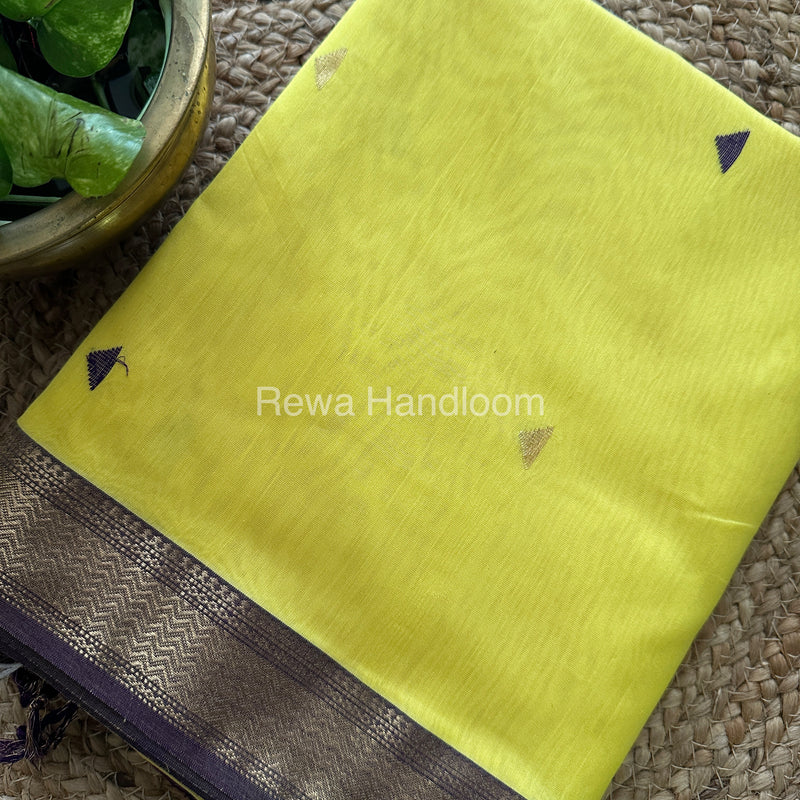 Yellow Motifs Maheshwari Saree SBT010