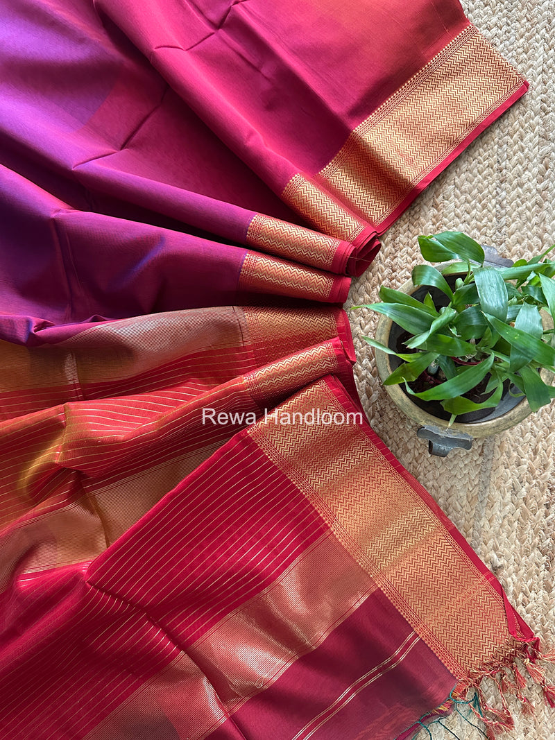Maheshwari Magenta Shaded Plain Saree ZBPS010