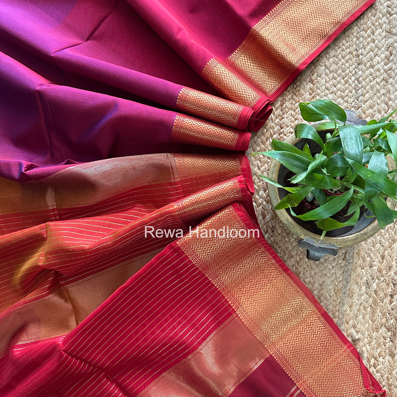 Maheshwari Magenta Shaded Plain Saree ZBPS010