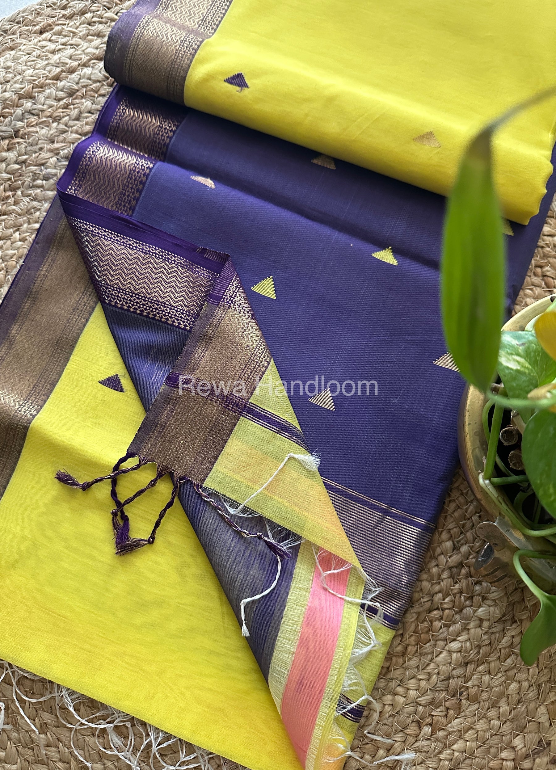 Yellow Motifs ~ Maheshwari Saree-SBT010