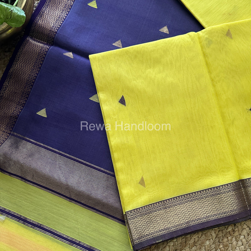 Yellow Motifs Maheshwari Saree SBT010