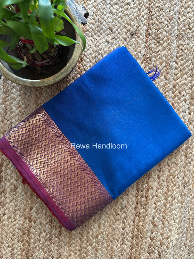 Maheshwari Blue Shaded Plain Saree ZBPS09