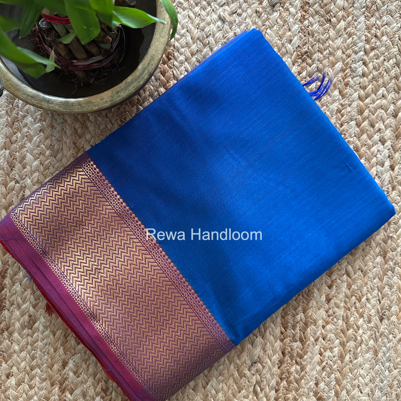 Maheshwari Blue Shaded Plain Saree ZBPS09