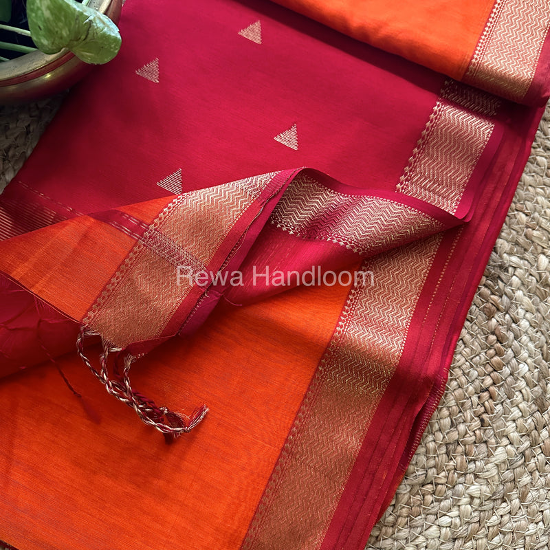 Orange Motifs ~ Maheshwari Saree-SBT020