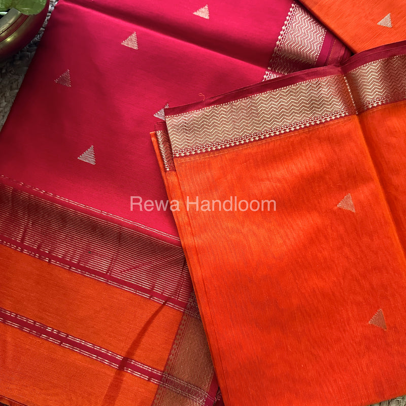 Orange Motifs ~ Maheshwari Saree-SBT020