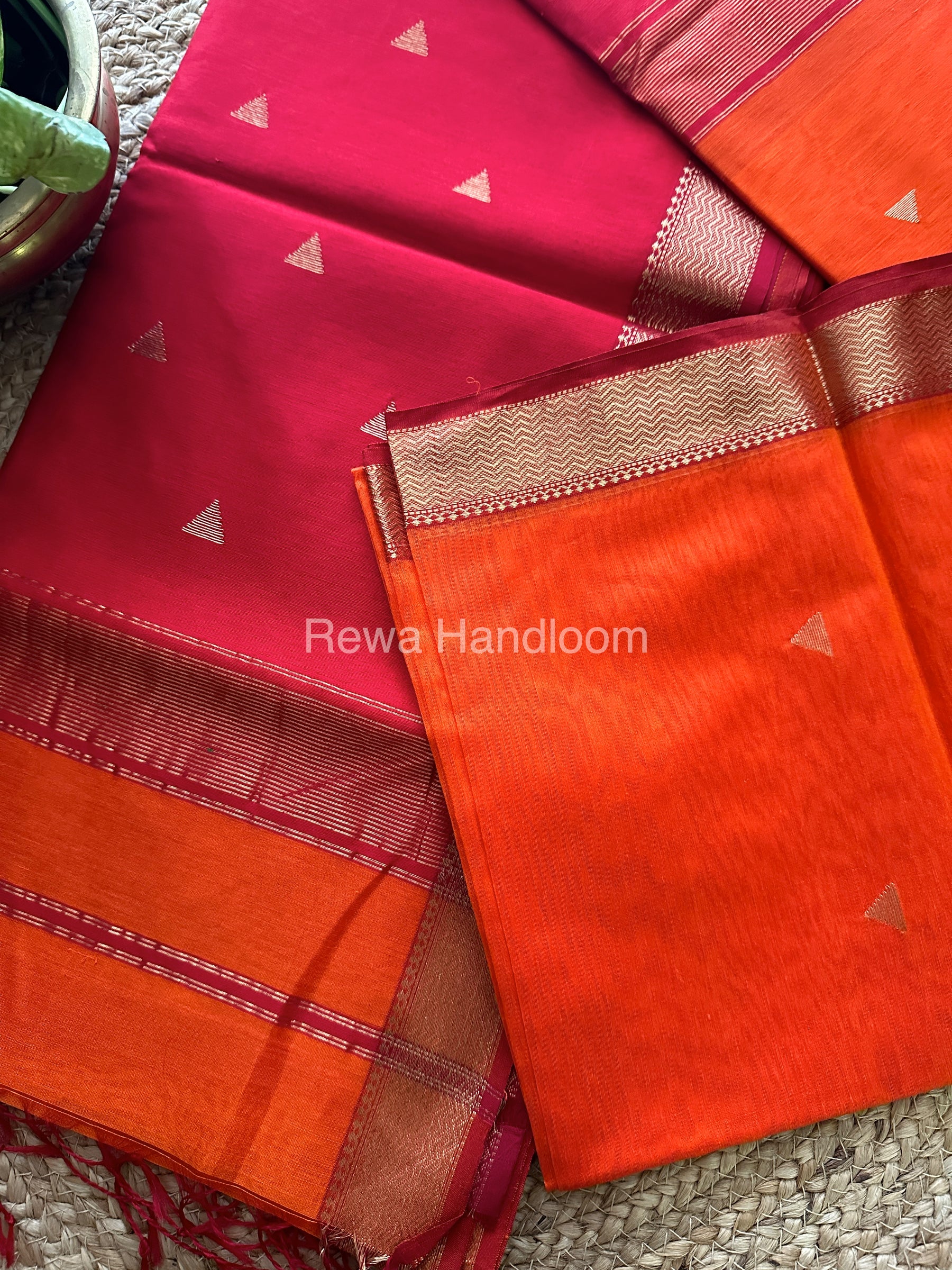 Orange Motifs ~ Maheshwari Saree-SBT020