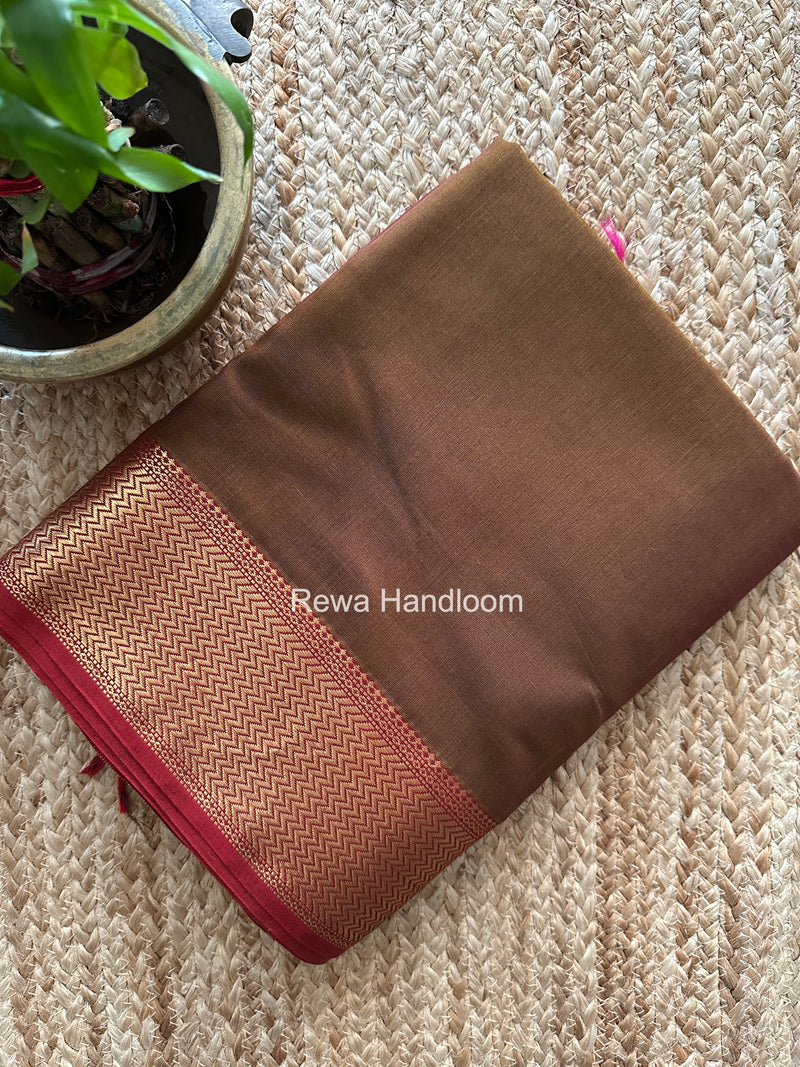 Maheshwari Brown Shaded Plain Saree ZBPS08