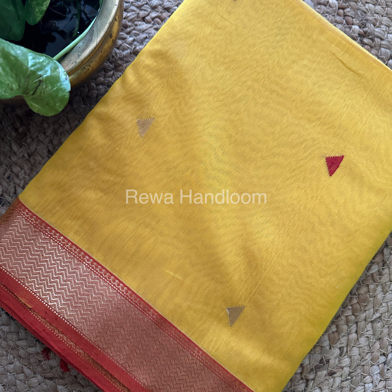 Yellow Motifs Maheshwari Saree SBT019