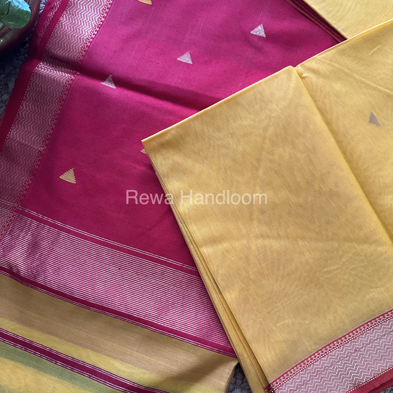 Yellow Motifs Maheshwari Saree SBT019