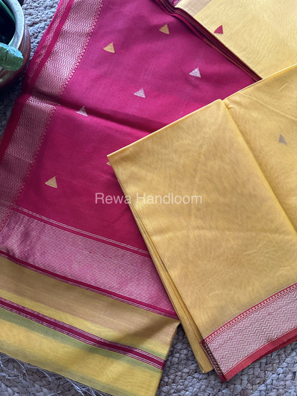 Yellow Motifs Maheshwari Saree SBT019