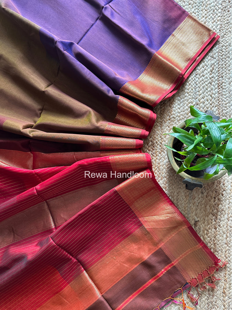 Maheshwari Brown Shaded Plain Saree ZBPS08