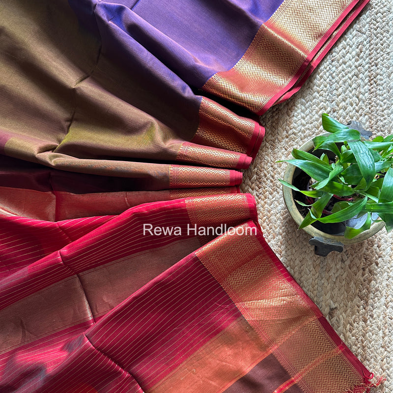 Maheshwari Brown Shaded Plain Saree ZBPS08