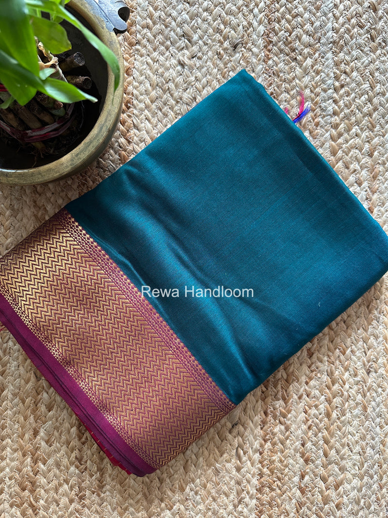 Maheshwari Rama Green Shaded Plain Saree ZBPS07