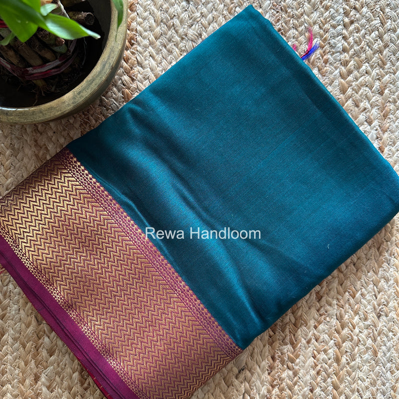 Maheshwari Rama Green Shaded Plain Saree ZBPS07