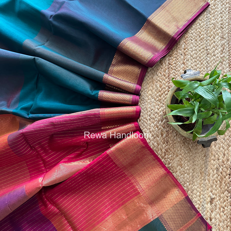 Maheshwari Rama Green Shaded Plain Saree ZBPS07
