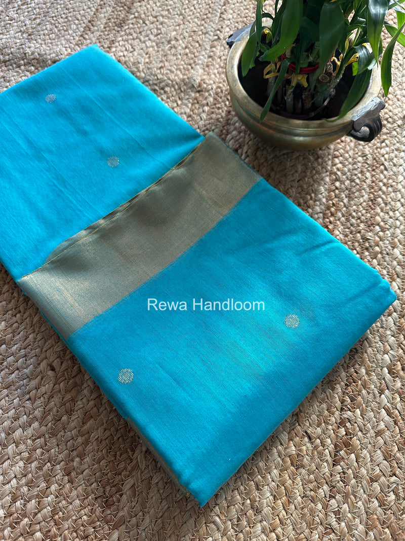 Sky Blue Chanderi Butta Zari Border Saree BSC010