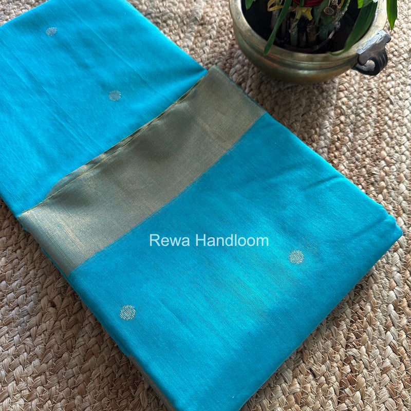 Sky Blue Chanderi Butta Zari Border Saree BSC010