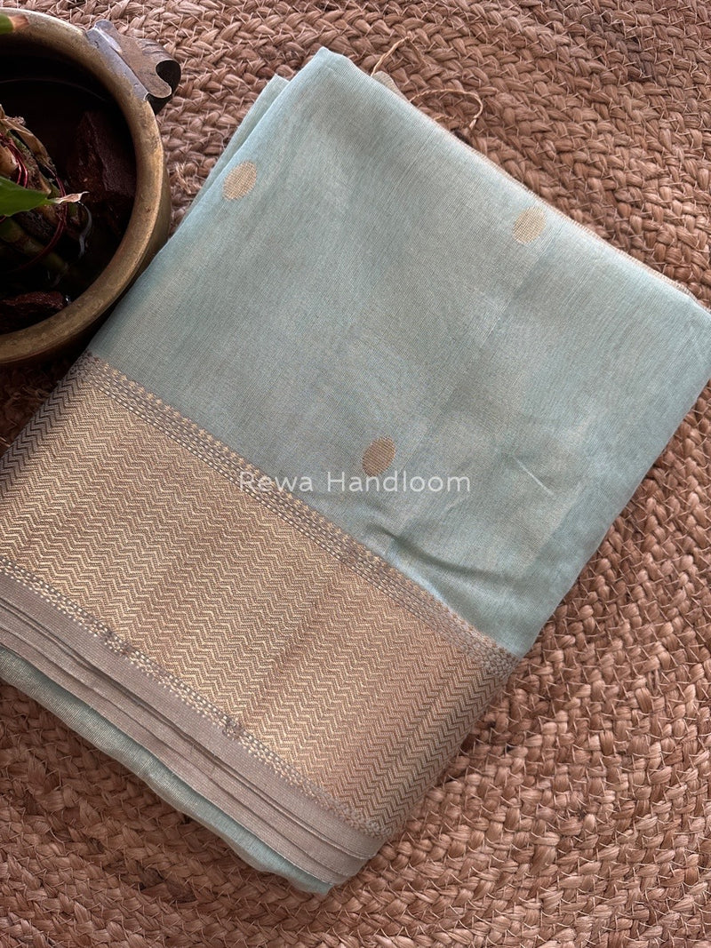 Maheshwari Pista Green Tissue Butti Saree TBBS053