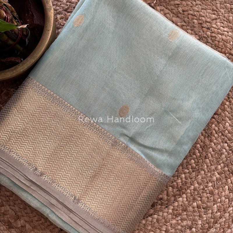Maheshwari Pista Green Tissue Butti Saree TBBS053