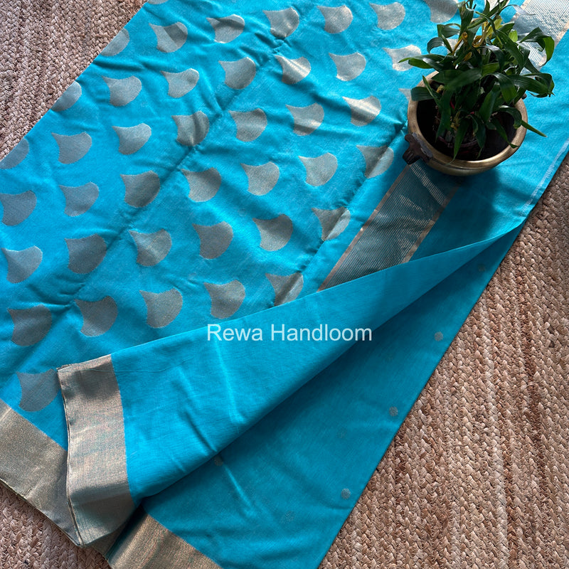 Sky Blue Chanderi Butta Zari Border Saree BSC010