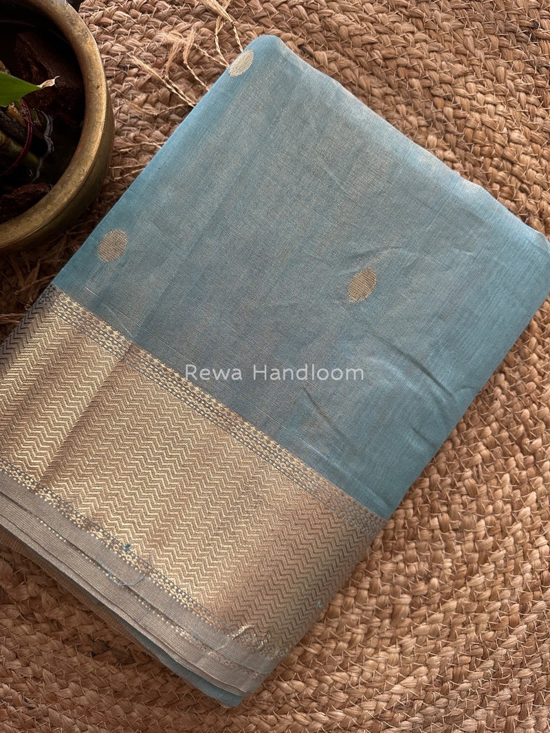 Maheshwari Sky Blue Tissue Butti Saree TBBS048