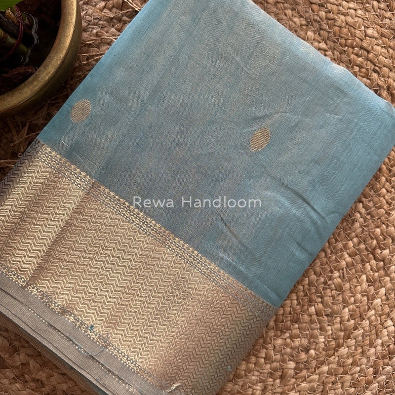 Maheshwari Sky Blue Tissue Butti Saree TBBS048