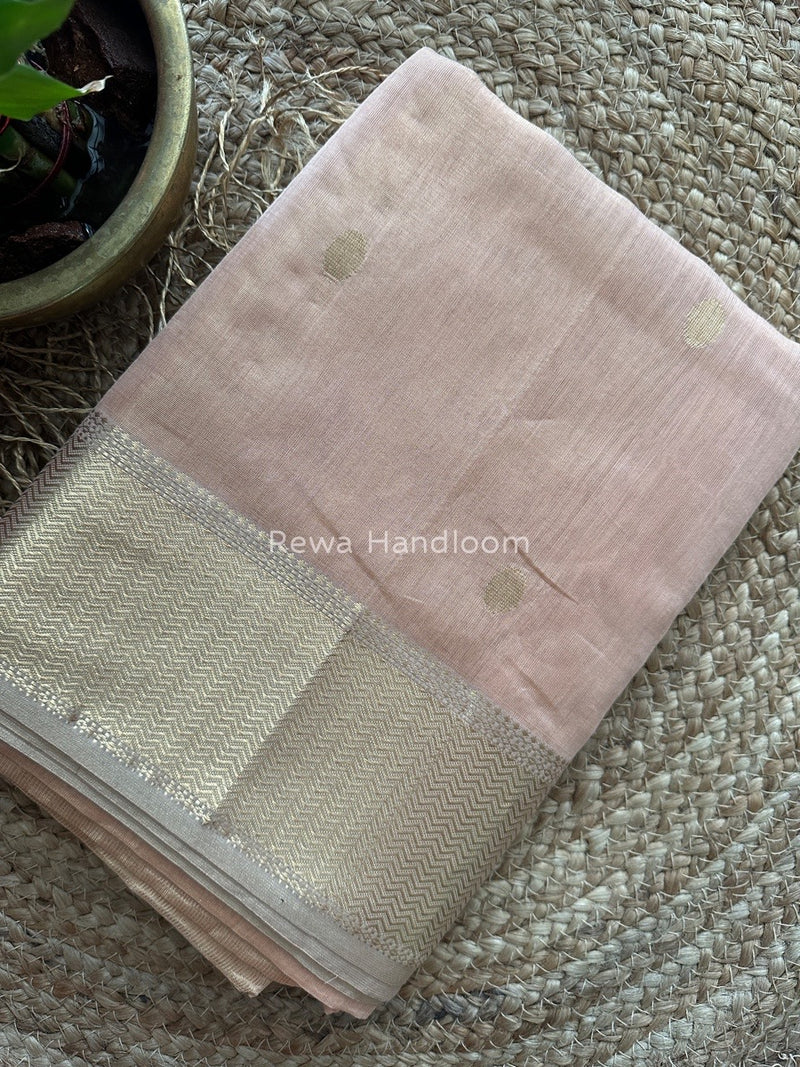 Maheshwari Peach Tissue Butti Saree TBBS051