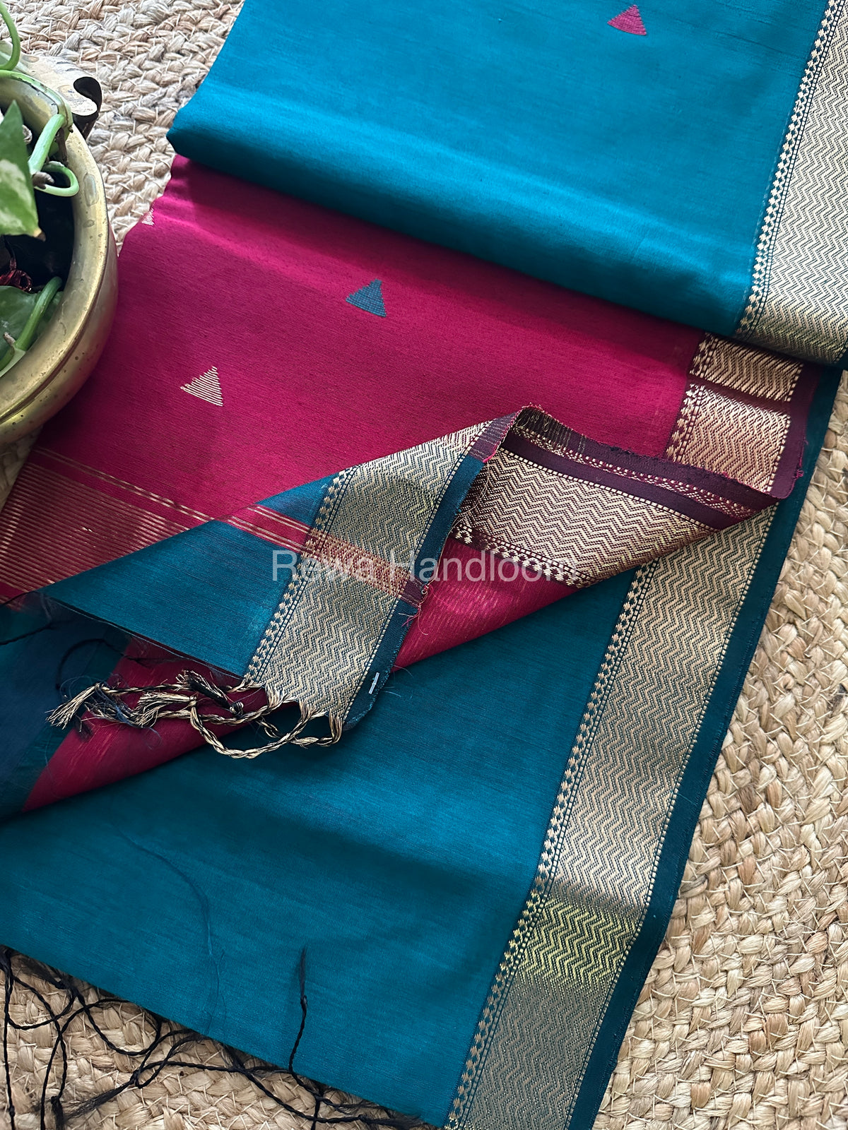 Bottle Green Motifs ~ Maheshwari Saree-SBT015