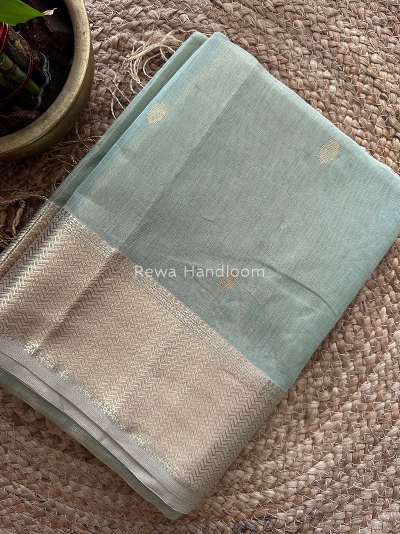 Maheshwari Pista Green Tissue Butti Saree TBBS047