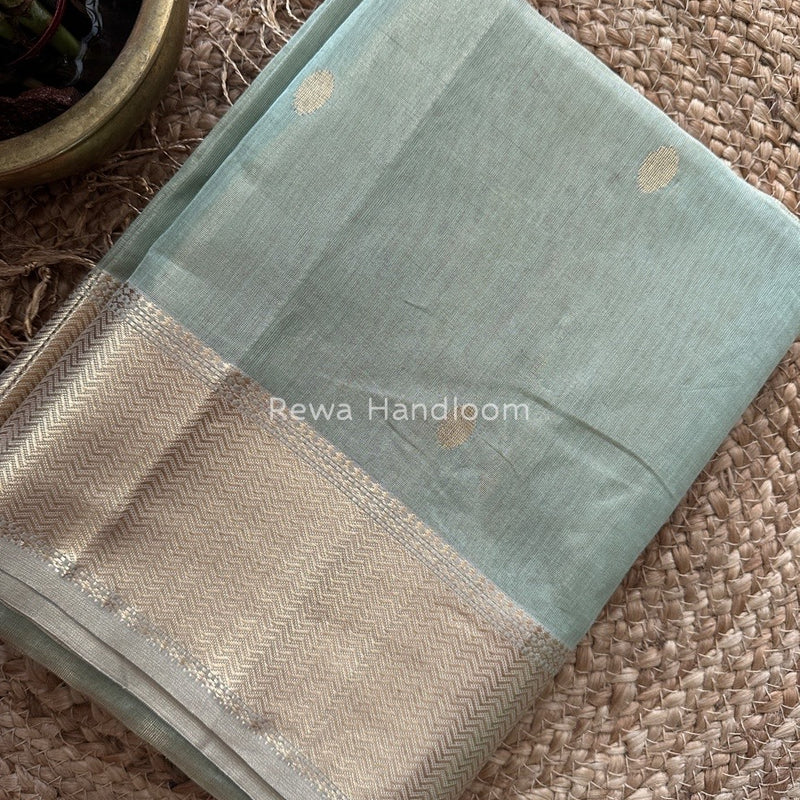 Maheshwari Pista Green Tissue Butti Saree TBBS047