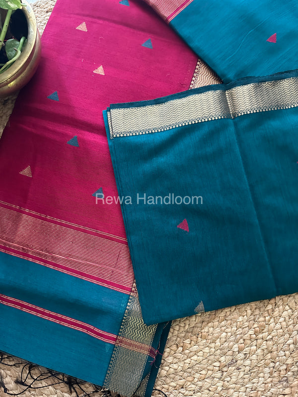Bottle Green Motifs ~ Maheshwari Saree-SBT015