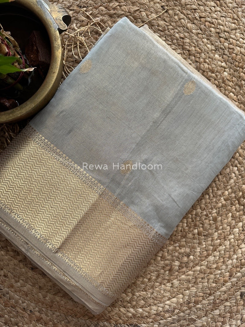 Maheshwari Grey Tissue Butti Saree TBBS049