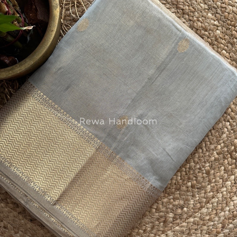Maheshwari Grey Tissue Butti Saree TBBS049