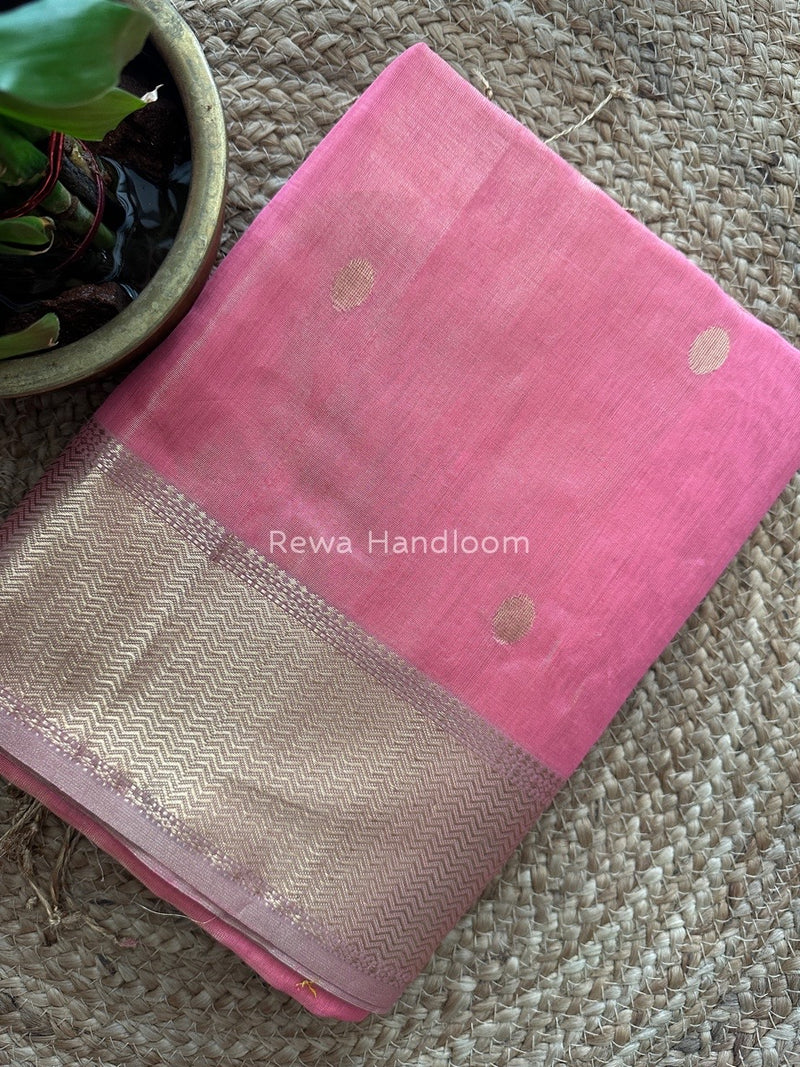 Maheshwari Pink Tissue Butti Saree TBBS052