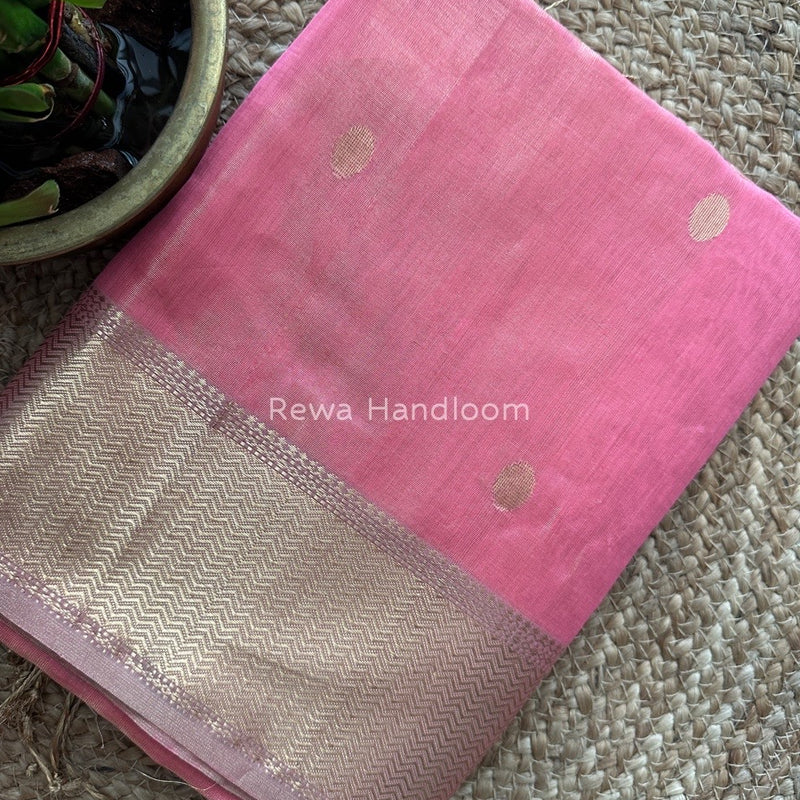 Maheshwari Pink Tissue Butti Saree TBBS052