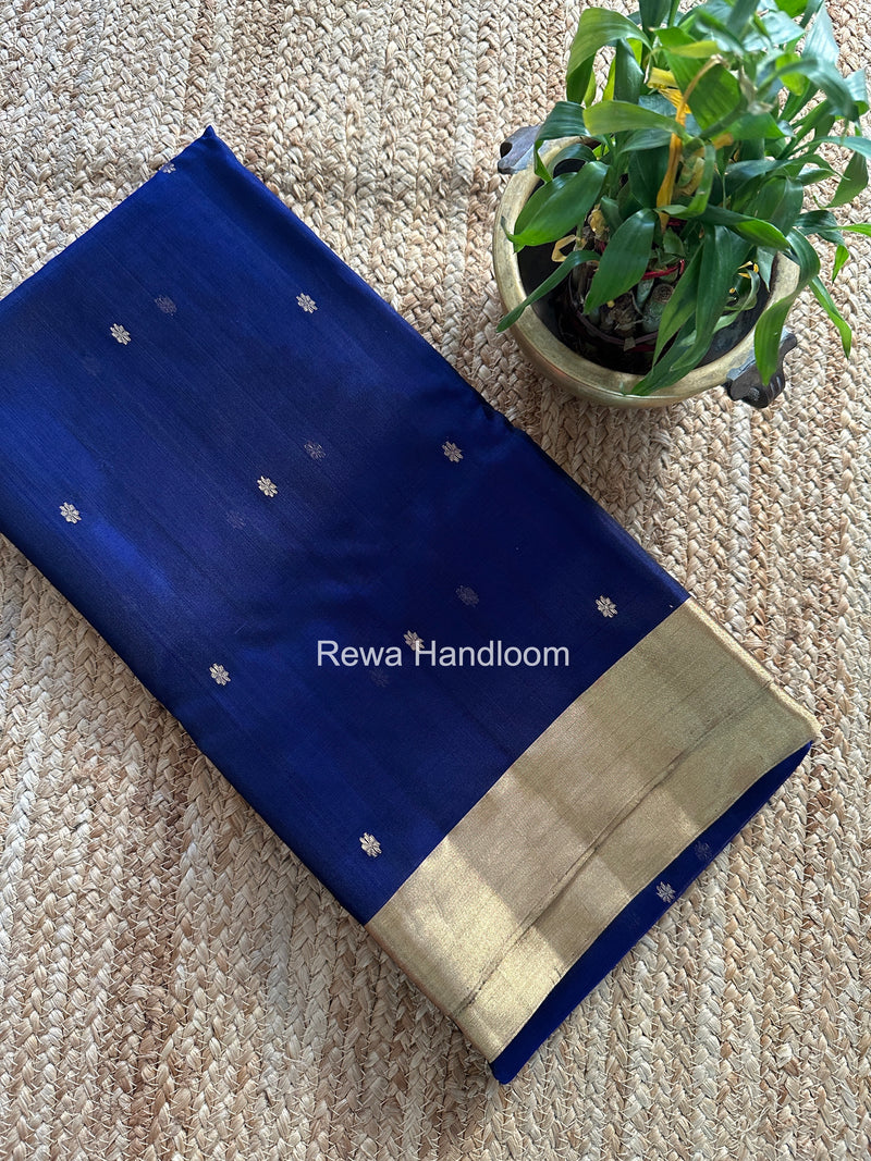 Blue Chanderi Butta Katan Silk Saree CKBS02