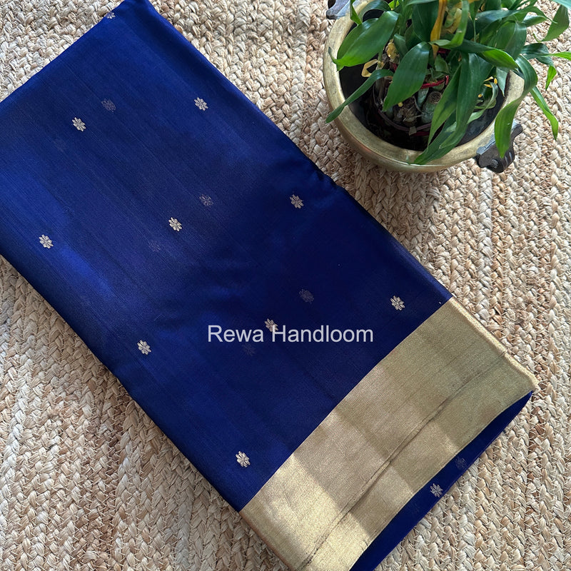 Blue Chanderi Butta Katan Silk Saree CKBS02