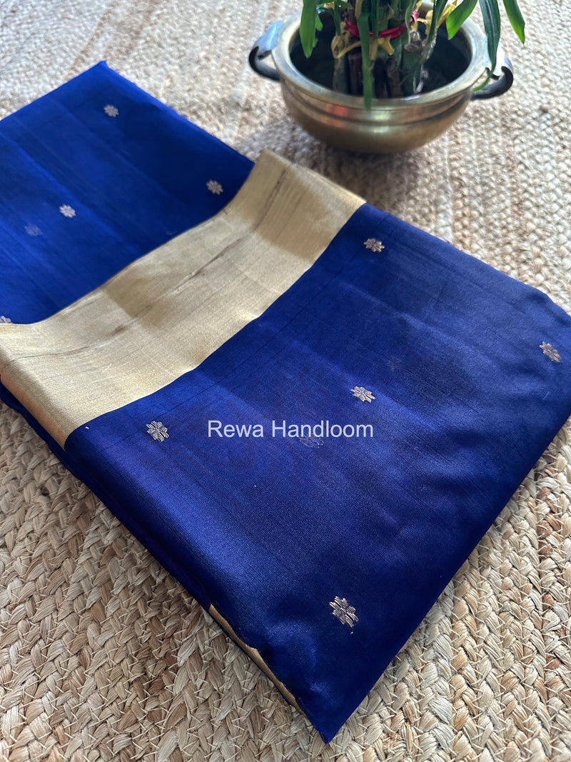 Blue Chanderi Butta Katan Silk Saree CKBS02