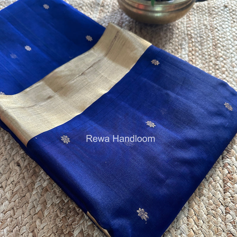 Blue Chanderi Butta Katan Silk Saree CKBS02