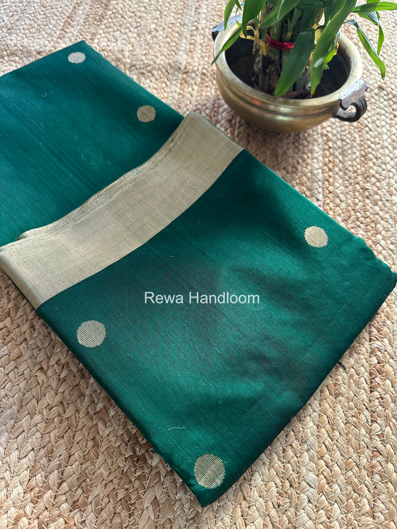 Green Chanderi Butta Zari Border Saree BSC01