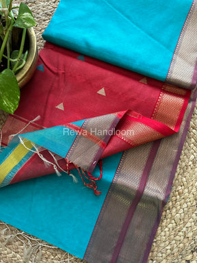 Blue Motifs ~ Maheshwari Saree-SBT029