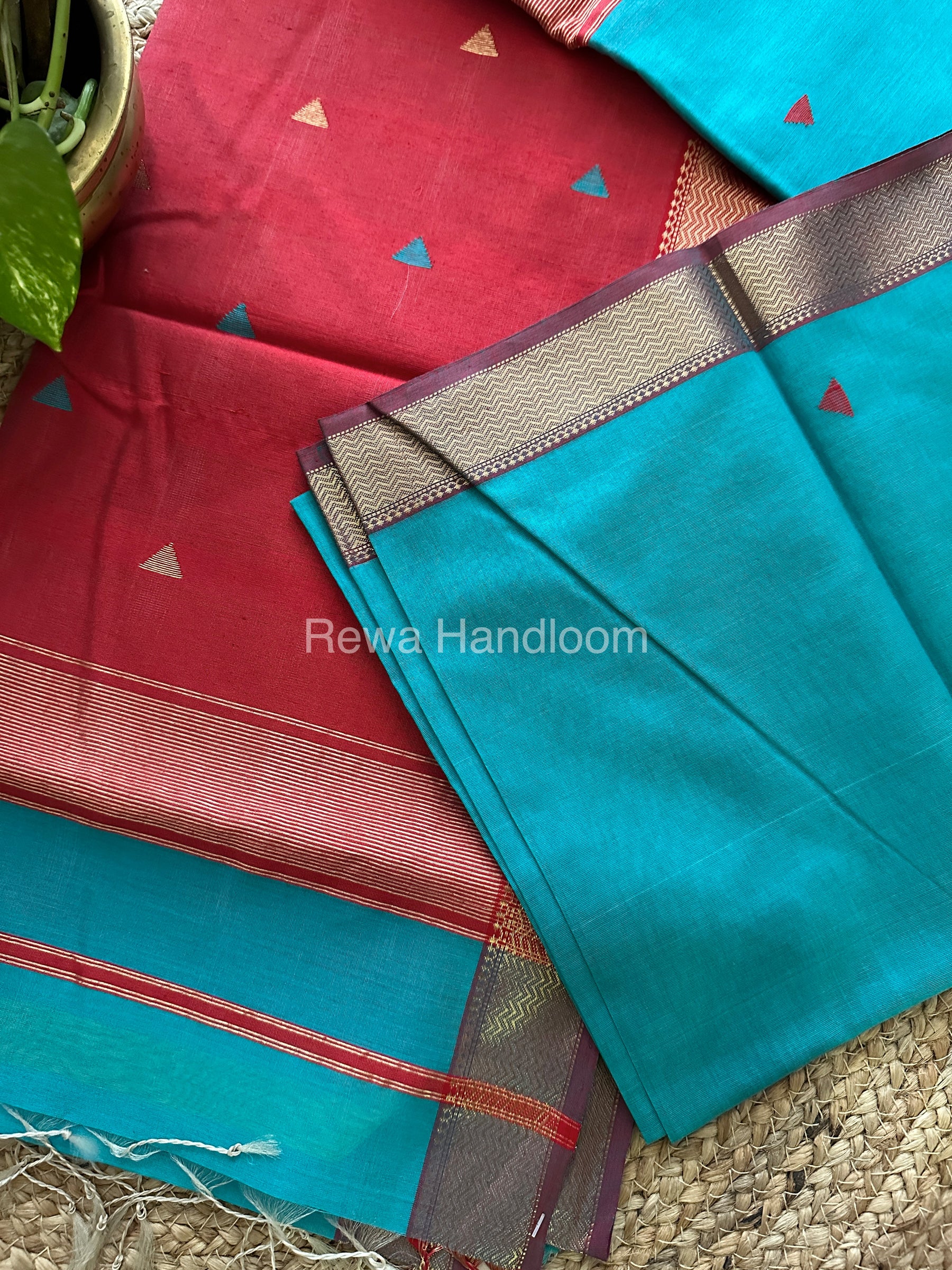 Blue Motifs ~ Maheshwari Saree-SBT029