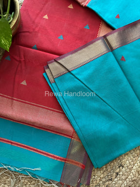 Blue Motifs ~ Maheshwari Saree-SBT029