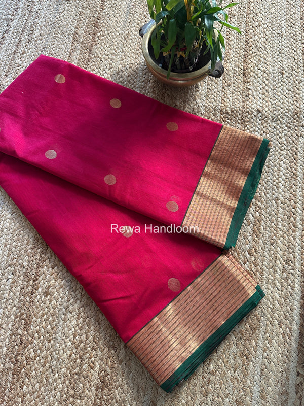 Chanderi Butta Zari Border Saree
