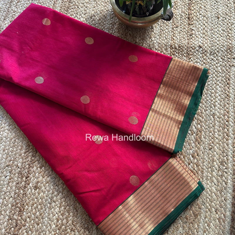 Chanderi Butta Zari Border Saree