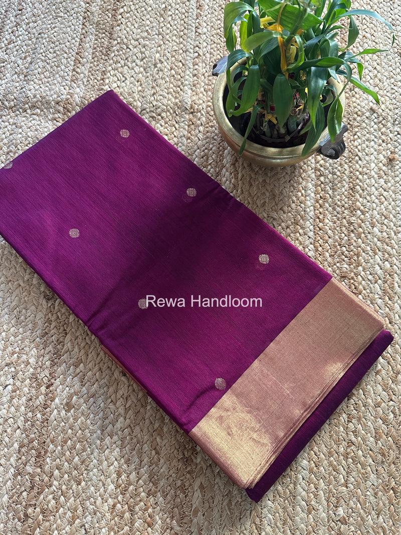 Wine Chanderi Butta Zari Border Saree BSC014
