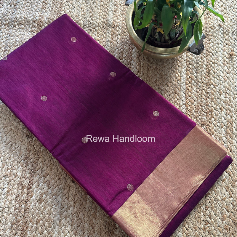 Wine Chanderi Butta Zari Border Saree BSC014